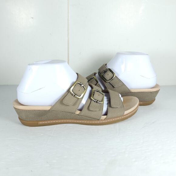 Dansko Women's Allyson EU40 US9-9,5 Taupe Textured Nubuck Leather Slide Sandals - Picture 8 of 16